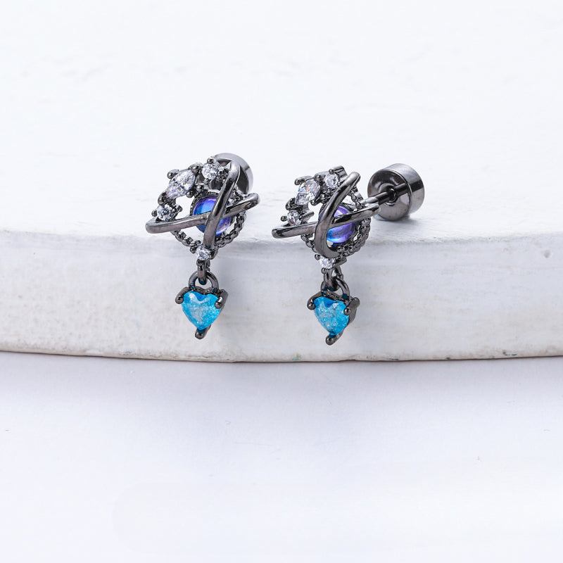 Wholesale Titanium Steel Copper Gold-plated Zircon Earrings